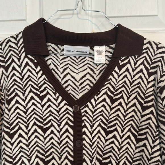 Alfred Dunner brown and white sweater size large - Picture 2 of 4